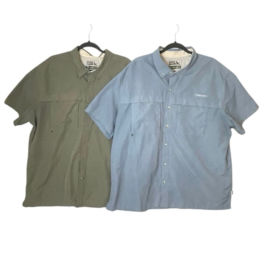 Eddie Bauer Men’s Bundle Of 2 Rainier Ripstop Short-Sleeve Shirt 2XL Outdoors